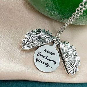 Sunflower "Keep Fucking Going" Necklace